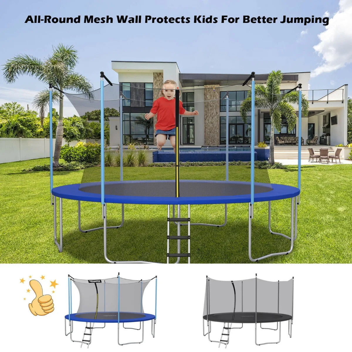 12Ft Replacement Weather-Resistant Trampoline Safety Enclosure Net
