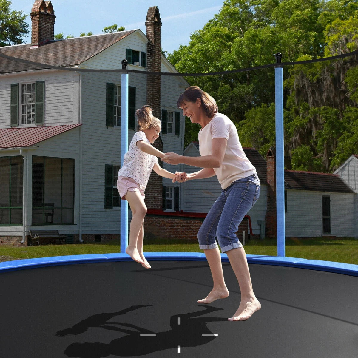 8/10/12FT Outdoor Trampoline with Enclosure Net and Ladder-12FT