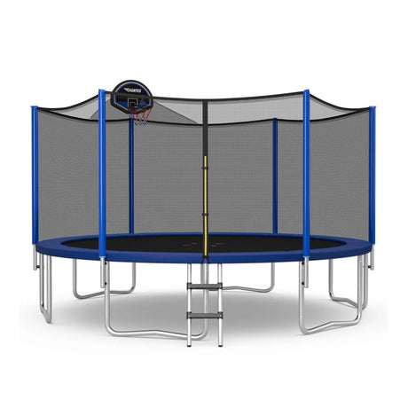 12/14/15/16 Feet Outdoor Recreational Trampoline with Enclosure Net-12 ft