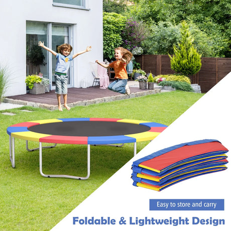 12 Feet Waterproof and Tear-Resistant Universal Trampoline Safety Pad Spring Cover-Multicolor