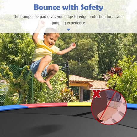 12 Feet Waterproof and Tear-Resistant Universal Trampoline Safety Pad Spring Cover-Multicolor