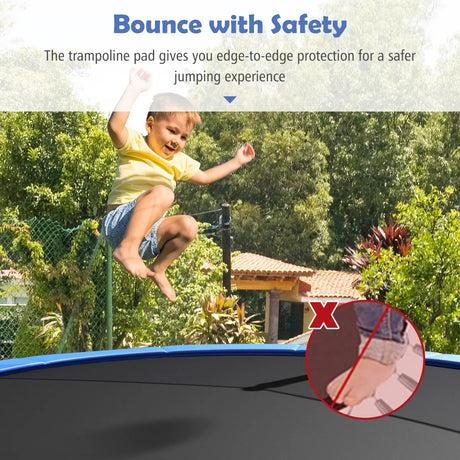 12 Feet Waterproof and Tear-Resistant Universal Trampoline Safety Pad Spring Cover-Blue