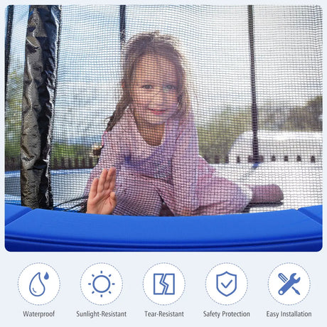 12 Feet Waterproof and Tear-Resistant Universal Trampoline Safety Pad Spring Cover-Blue