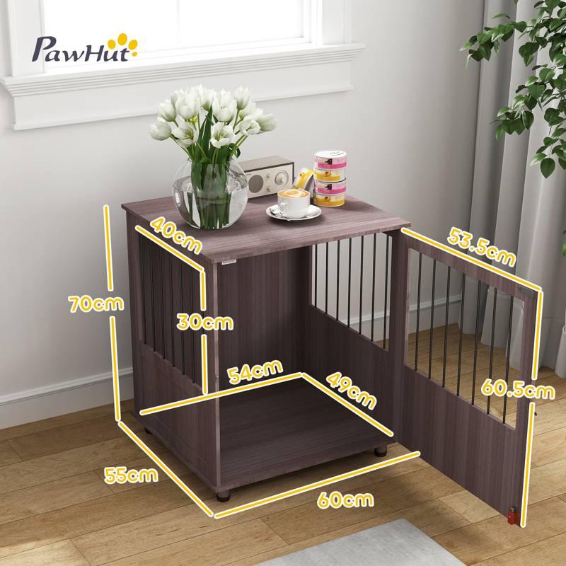 PawHut Dog Crate Table for Medium and Large Dogs with Magnetic Door for Indoor Use, 60 x 55 x 70 cm, Purple