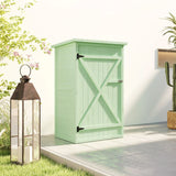 Outsunny Wooden Small Shed, Garden Storage Shed with Shelves and Bolt Latch, 75L x 56W x115H cm, Green