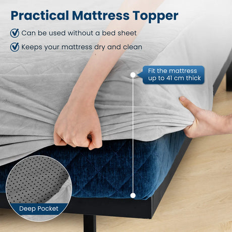 Twin/Queen/King Size Luxury Super Soft Velvet Mattress Protector-Twin size