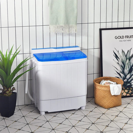 Portable Twin Tub Wash Machine with Timing Function-Blue