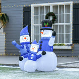 HOMCOM 4ft Inflatable Christmas Snowmen Family Xmas LED Outdoor Indoor Holiday Decorations Yard