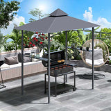 Outsunny 2.5M (8ft) New Double-Tier BBQ Gazebo Grill Canopy Barbecue Tent Shelter Patio Deck Cover - Grey