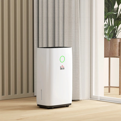 HOMCOM 20L/Day Portable Dehumidifier for Home, with LED Screen, Sleep Mode, 24H Timer, 4L Water Tank, Electric Air Dehumidifier for Damp Laundry Bedroom Basement