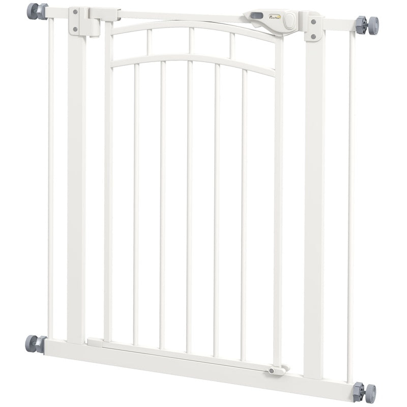 PawHut Pressure Fit Stair Gate, Dog Gate w/ Auto Closing Door, for Small, Medium Dog, Easy Installation, for 74-80cm Opening