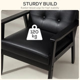 HOMCOM Retro-Style Accent Chair, with Faux Leather Seat - Black