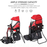 HOMCOM Baby Hiking Backpack Carrier Child Carrier with Ergonomic Hip Seat Detachable Rain Cover Adjustable Straps Stand for Toddler 6 - 36 Months Red