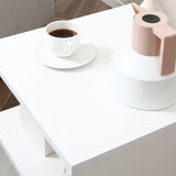 HOMCOM Wooden S Shape Cube Coffee Table 2 Tier Storage Shelves Organiser Office Bookcase Living Room End Desk Stand Display Set of 2 (White)