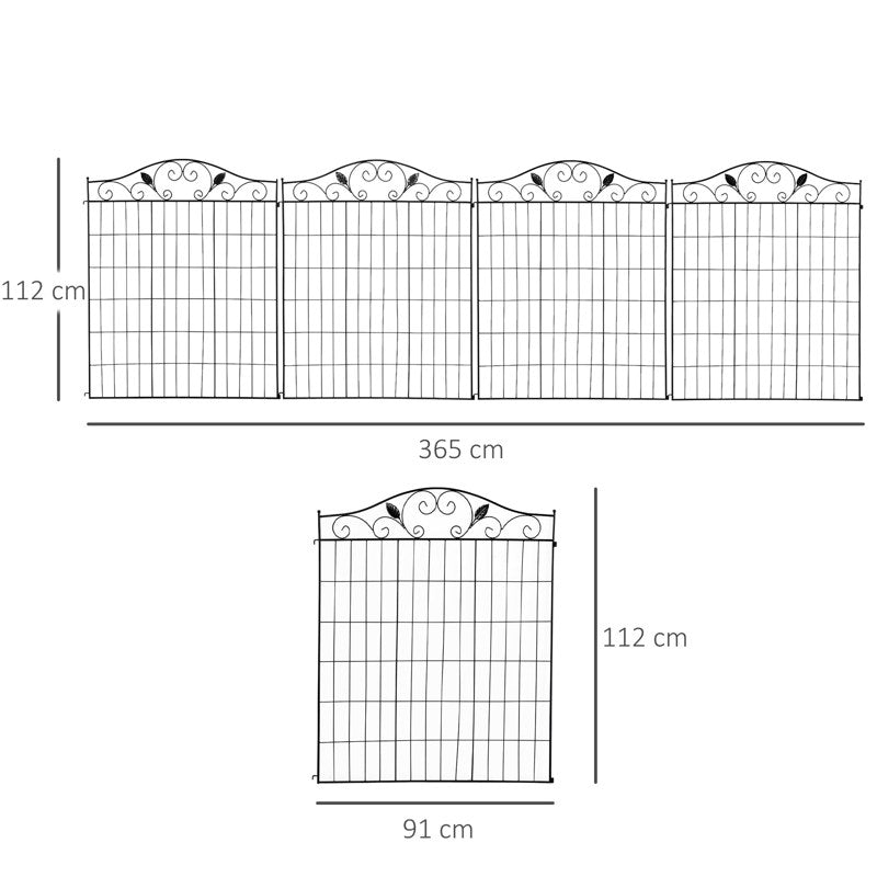 Outsunny Garden Decorative Fence 4 Panels 44in x 12ft Metal Wire Landscape Border Edging