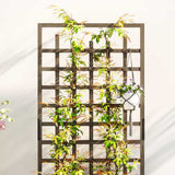 Outsunny Wooden Trellis Planter, Raised Garden Bed with Wheels and Bed Liner, to Climb and Grow Vegetables, Herbs and Flowers