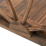 Outsunny Wooden Garden Bridge Lawn Dcor Stained Finish Arc Outdoor Pond WalkwayYard Decoration Half Wheeled Railings 100L x 50W x 37Hcm