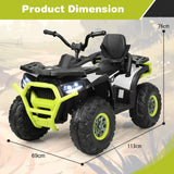 12V Kids Electric 4-Wheeler ATV Quad Ride On Car Toy with LED Lights and Music-Green