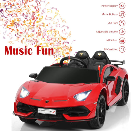 12V Kids Electric Ride on Car with Remote Control and Music-Red