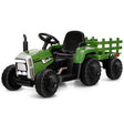 12V Ride on Tractor and Trailer with LED Lights for Children Ages 3+