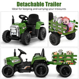 12V Ride on Tractor and Trailer with LED Lights for Children Ages 3+