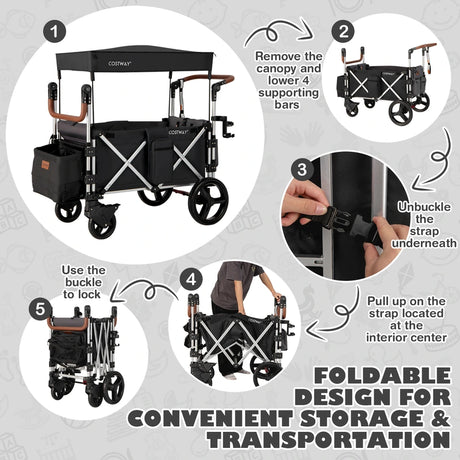 Twin Baby Double Stroller Wagon Push Pull Stroller-Black