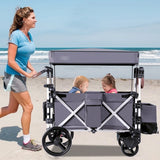 Twin Baby Double Stroller Wagon Push Pull Stroller-Gray