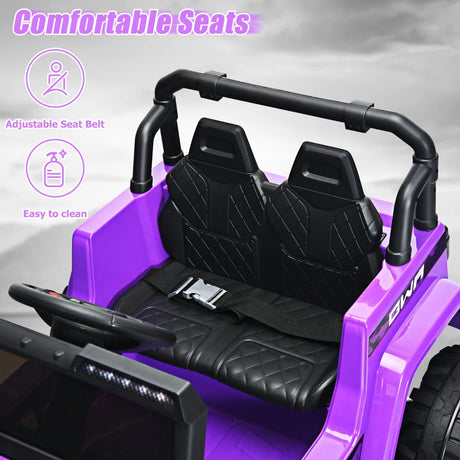 12V Battery Powered Kids Ride on Truck with Remote Control-Purple