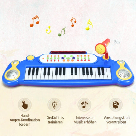 37 Key Electronic Keyboard Kids Toy Piano-Blue