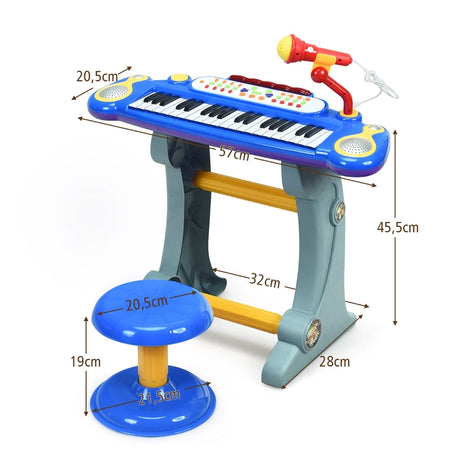 37 Key Electronic Keyboard Kids Toy Piano-Blue
