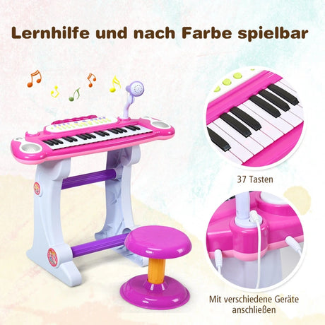 37 Key Electronic Keyboard Kids Toy Piano-Pink