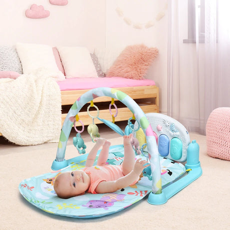 3 in 1 Fitness Music and Lights Baby Gym Play Mat-Blue