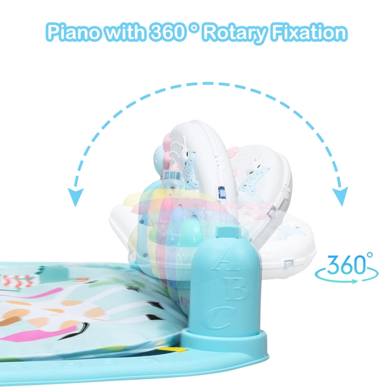 3 in 1 Fitness Music and Lights Baby Gym Play Mat-Blue