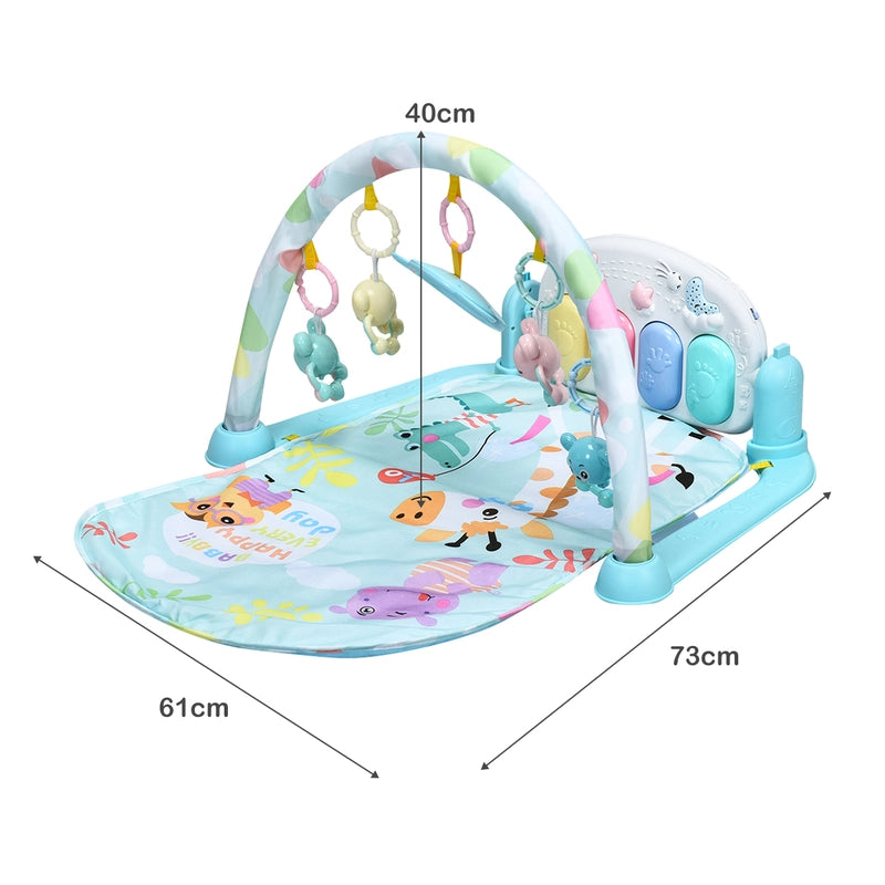 3 in 1 Fitness Music and Lights Baby Gym Play Mat-Blue