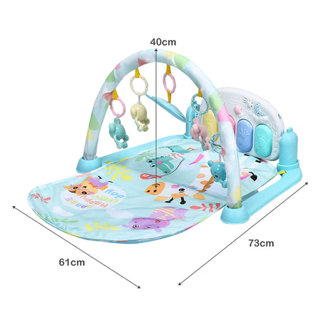3 in 1 Fitness Music and Lights Baby Gym Play Mat-Blue