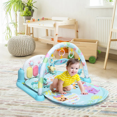 3 in 1 Fitness Music and Lights Baby Gym Play Mat-Blue