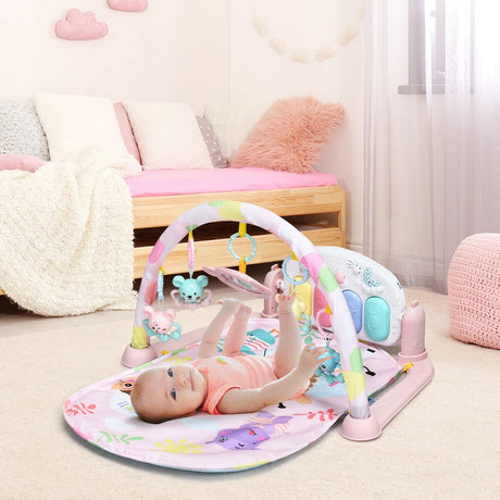 3 in 1 Fitness Music and Lights Baby Gym Play Mat-Pink