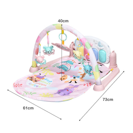 3 in 1 Fitness Music and Lights Baby Gym Play Mat-Pink