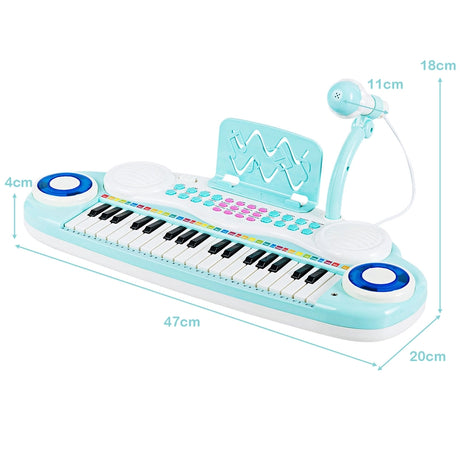 Multifunctional 37 Electric Keyboard Piano with Microphone-Blue