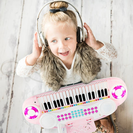 Multifunctional 37 Electric Keyboard Piano with Microphone-Pink