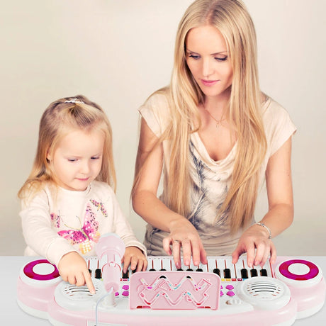 Multifunctional 37 Electric Keyboard Piano with Microphone-Pink