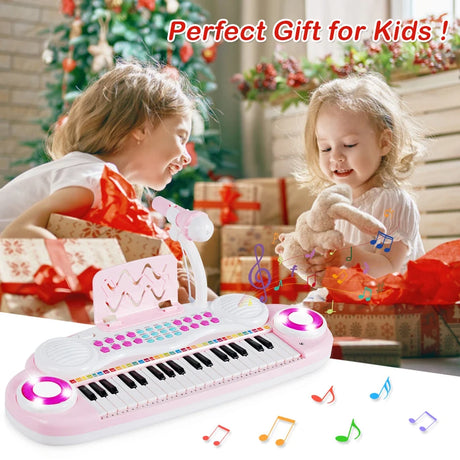 Multifunctional 37 Electric Keyboard Piano with Microphone-Pink