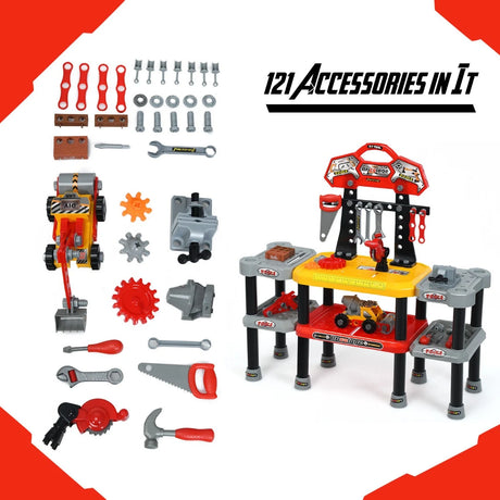 121 PCS Toy Tool Play Set with Spacious Double-Tier Design for Toddlers