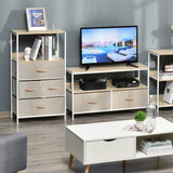 HOMCOM 4 Drawer Storage Chest Unit Home Cabinet w/ Shelves Home Living Room Bedroom Entryway Living Furniture, Light Grey