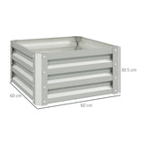 Outsunny Set of Two 60 x 60cm Steel Planter Boxes - Light Grey