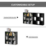 HOMCOM 3-tier 9 Cubes Storage Unit Particle Board Cupboard Bookcase Organiser Home Office Shelves, Black