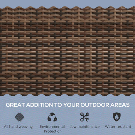 Outsunny All Weather Wicker Garden Loveseat, 2 Seater Poly Rattan Garden Bench, Outdoor Seating Bench Brown