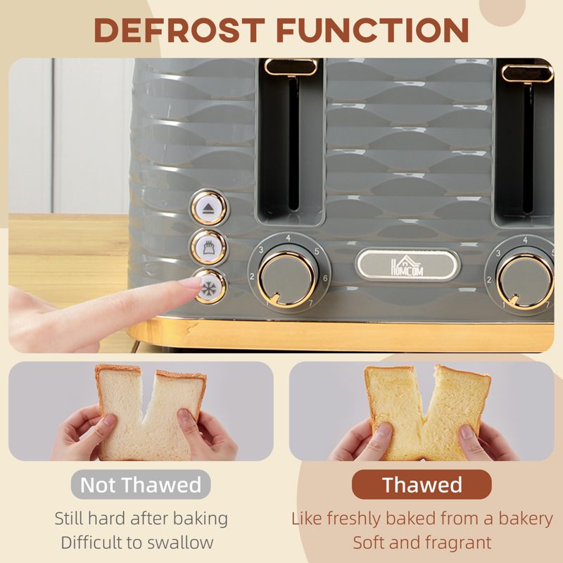 HOMCOM Four-Slice Rippled Toaster - Grey