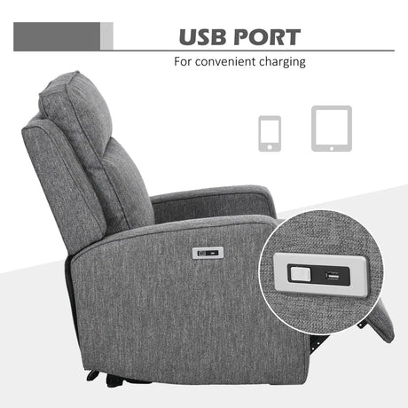 HOMCOM 150 Electric Reclining Chair, with USB port and Footrest - Charcoal Grey