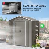 Outsunny 6.5ft x 3.5ft Metal Garden Storage Shed for Outdoor Tool Storage with Double Sliding Doors and 4 Vents, Grey